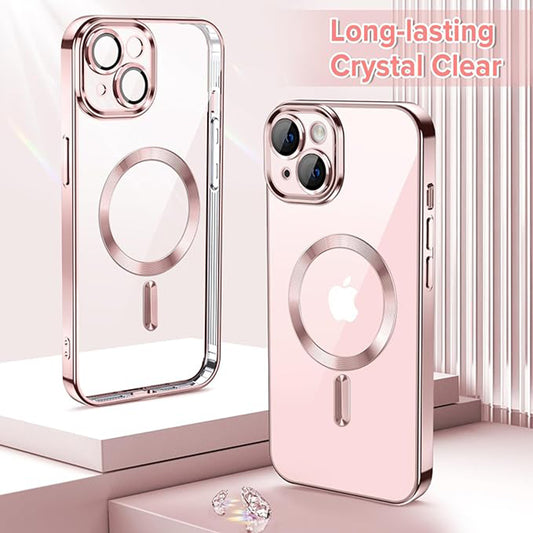 Custodia MagSafe per Apple iPhone 13, Techsuit, Luxury Crystal, Rosa