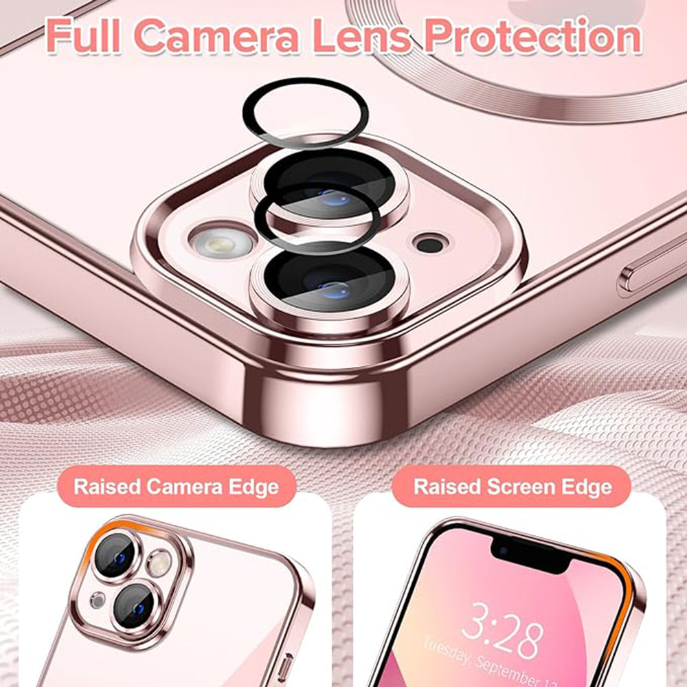 Custodia MagSafe per Apple iPhone 13, Techsuit, Luxury Crystal, Rosa