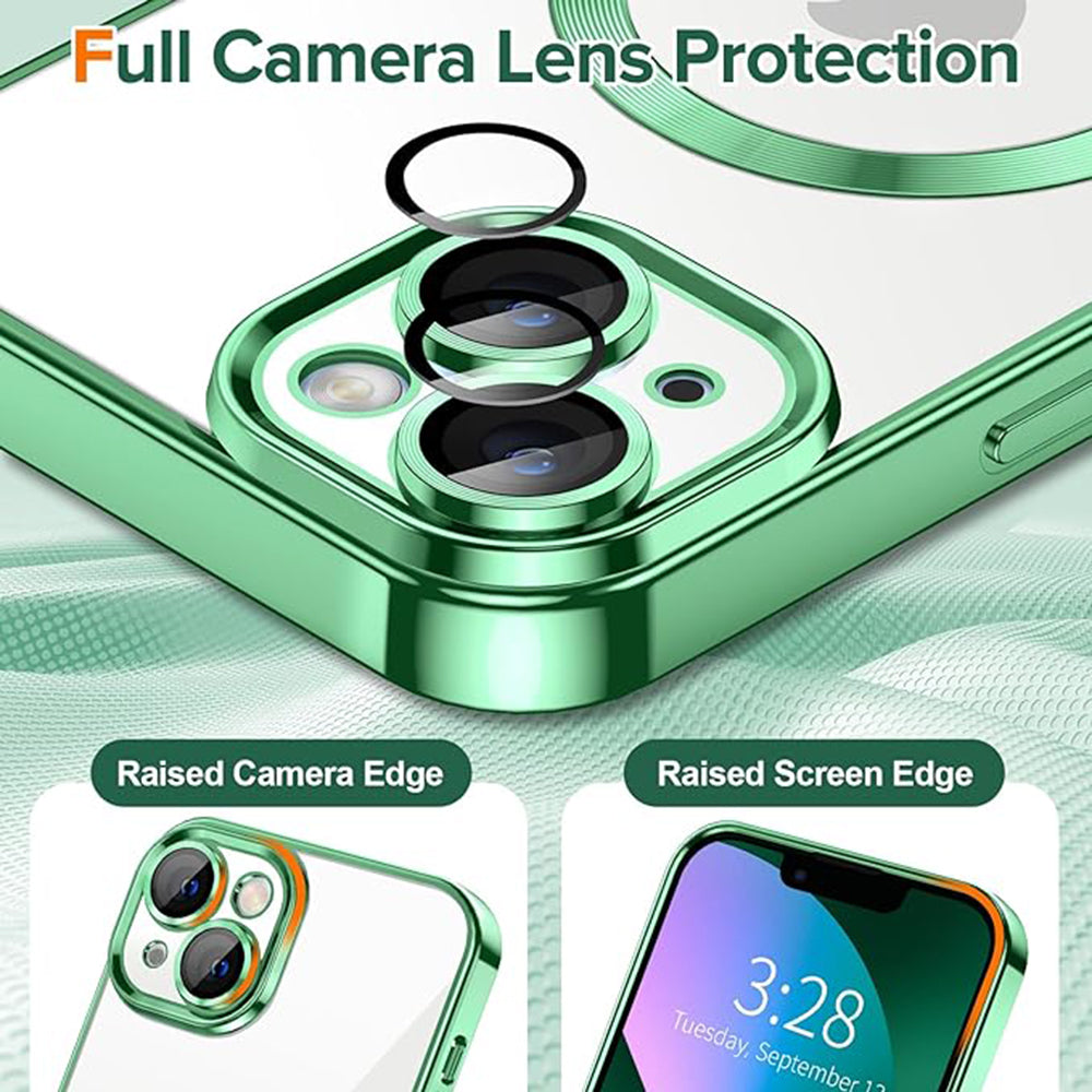 Custodia MagSafe per Apple iPhone 13, Techsuit, Luxury Crystal, Verde Chiaro
