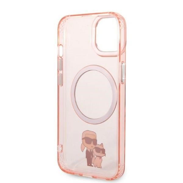 Custodia MagSafe per Apple iPhone 14, Karl Lagerfeld, Ikonik Karl & Choupette, Rosa