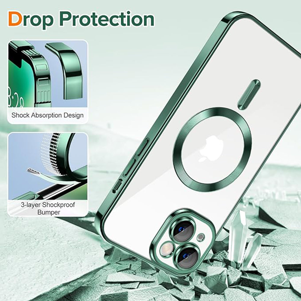 Custodia MagSafe per Apple iPhone 14 Plus, Techsuit, Luxury Crystal, Verde Scuro