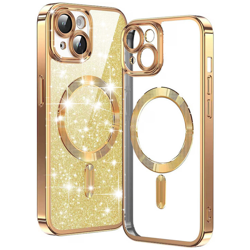 Custodia MagSafe per Apple iPhone 14 Plus, Techsuit, Luxury Glitter, Dorata