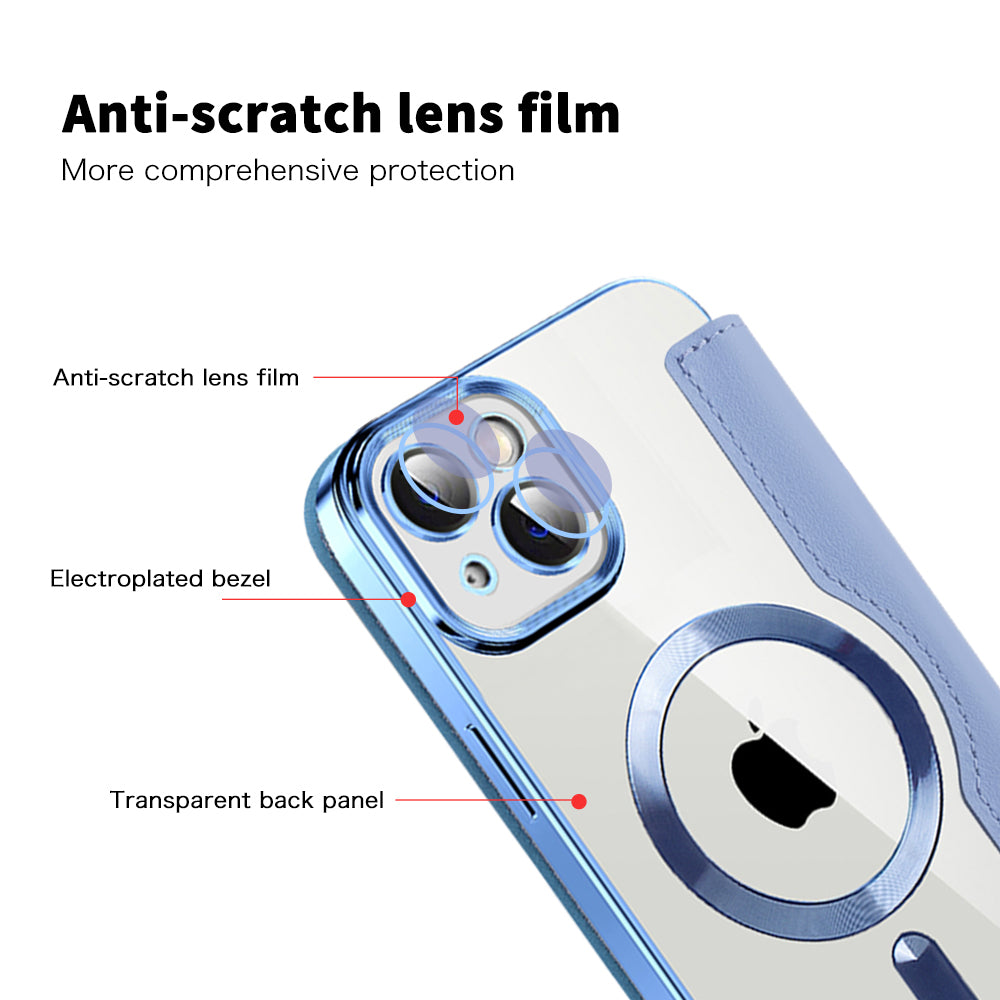 Custodia MagSafe per Apple iPhone 14 Plus, Techsuit, SmartMag Book, Blu
