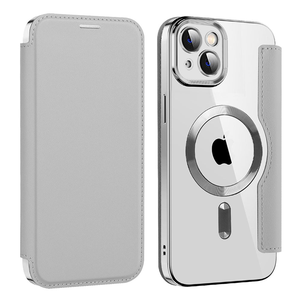 Custodia MagSafe per Apple iPhone 14 Plus, Techsuit, SmartMag Book, Grigio