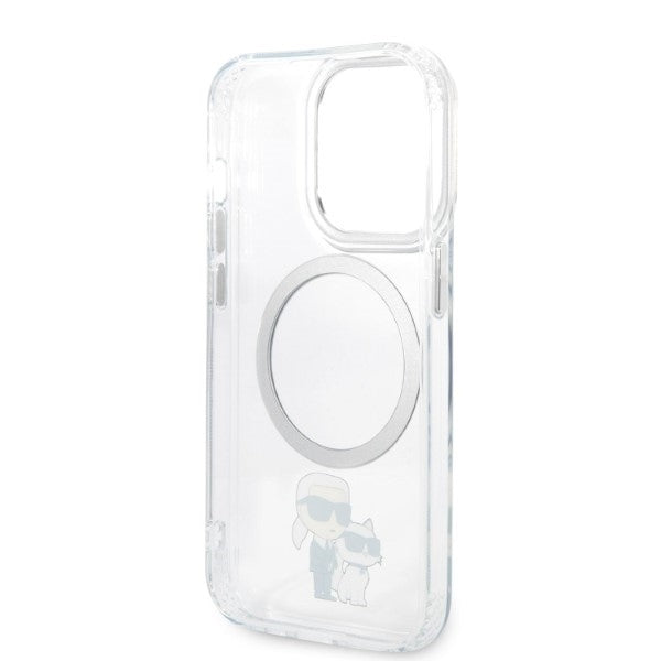 Custodia MagSafe per Apple iPhone 14 Pro, Karl Lagerfeld, Ikonik Karl & Choupette, Trasparente
