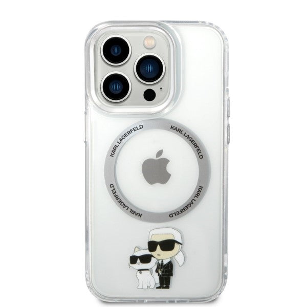 Custodia MagSafe per Apple iPhone 14 Pro, Karl Lagerfeld, Ikonik Karl & Choupette, Trasparente