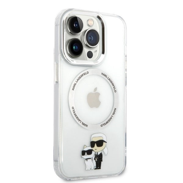 Custodia MagSafe per Apple iPhone 14 Pro, Karl Lagerfeld, Ikonik Karl & Choupette, Trasparente