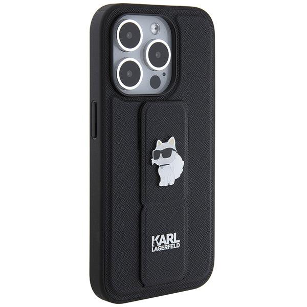 Custodia MagSafe per Apple iPhone 14 Pro, Karl Lagerfeld, Saffiano Gripstand Choupette, Nera