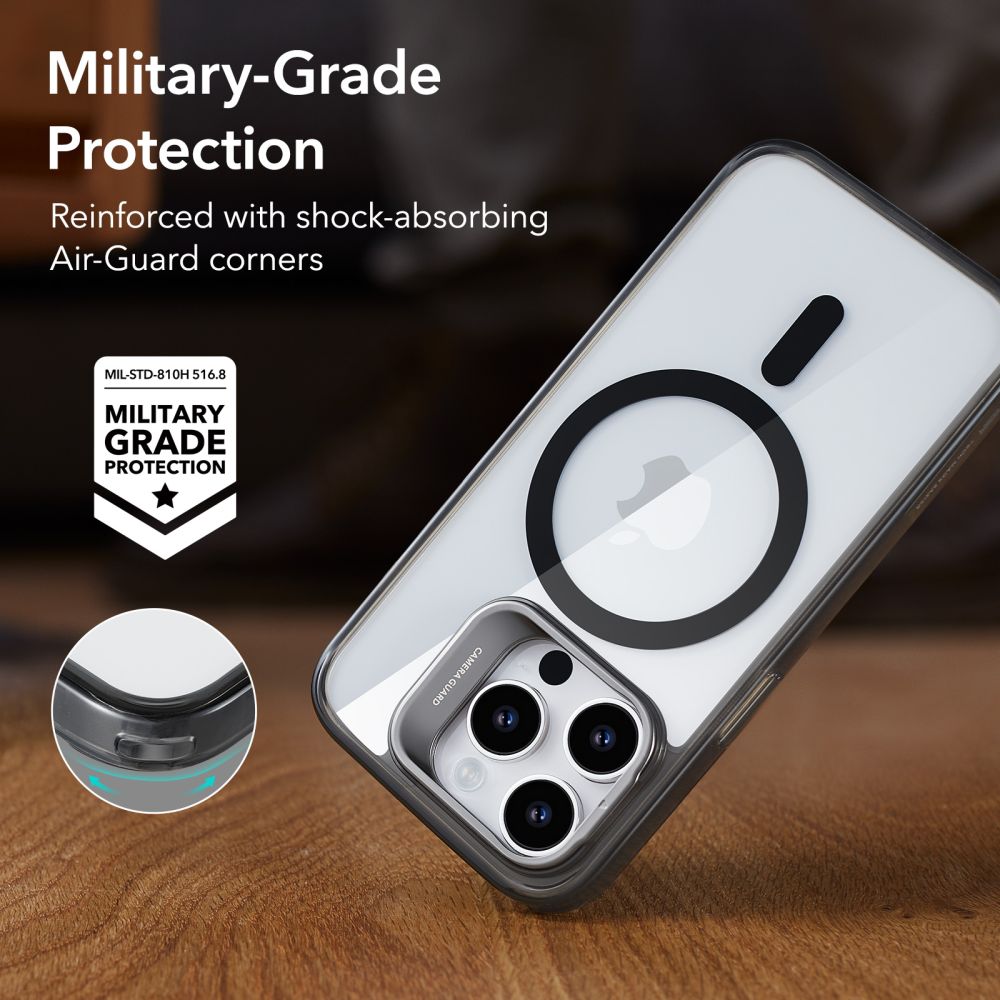 Custodia MagSafe per Apple iPhone 14 Pro Max, ESR, Classic Kickstand, Nera Trasparente