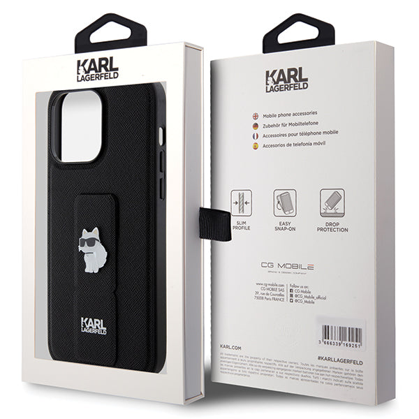 Custodia MagSafe per Apple iPhone 14 Pro Max, Karl Lagerfeld, Saffiano Gripstand Choupette, Nera