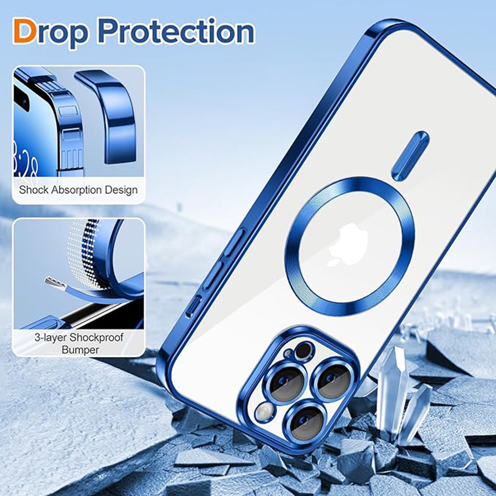 Custodia MagSafe per Apple iPhone 14 Pro Max, Techsuit, Luxury Crystal, Blu Scuro