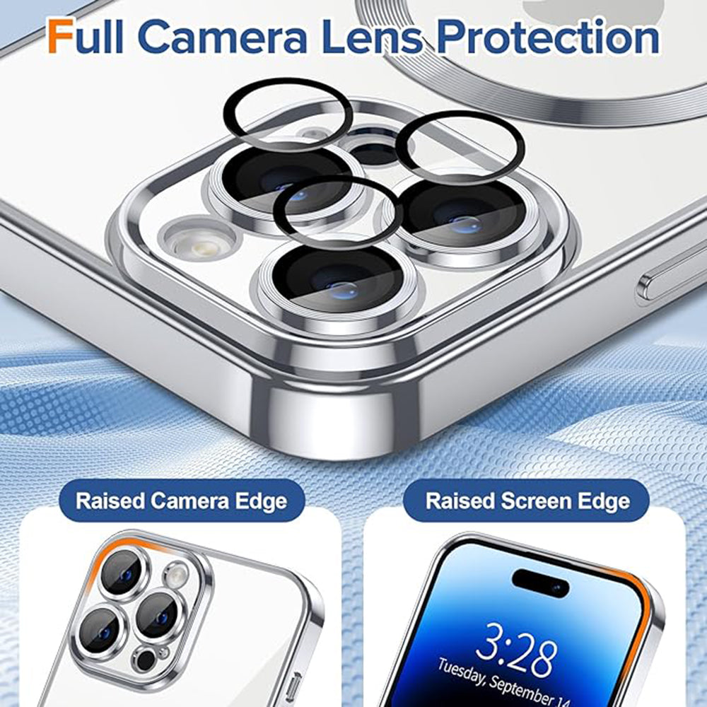 Custodia MagSafe per Apple iPhone 14 Pro Max, Techsuit, Luxury Crystal, Argento