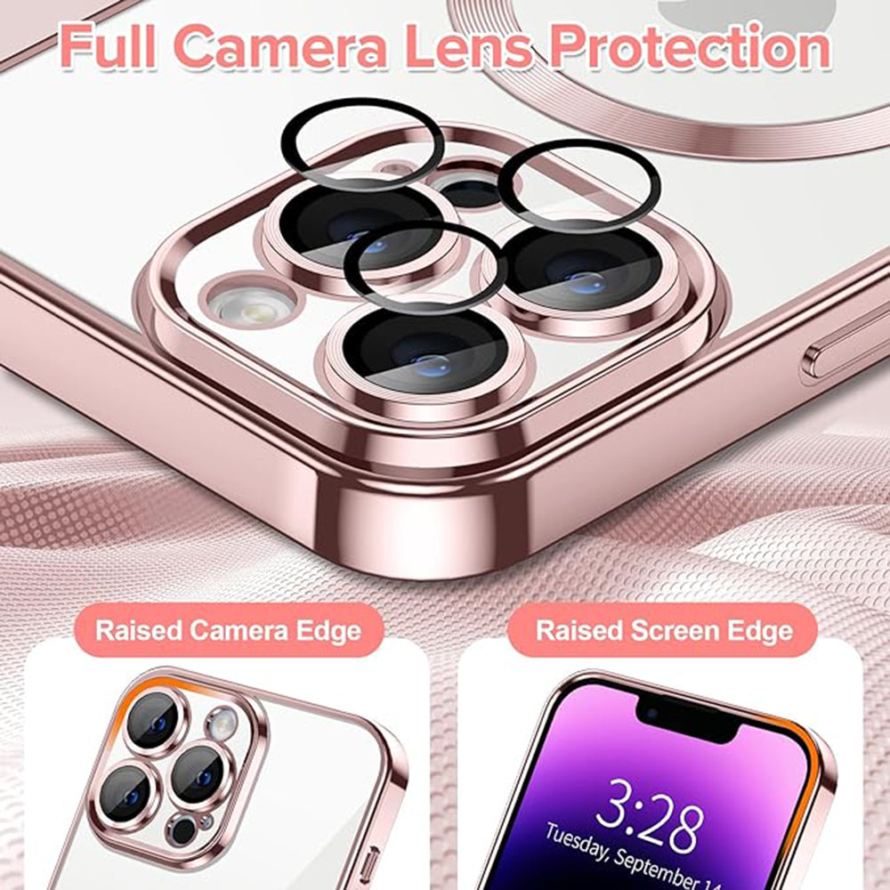 Custodia MagSafe per Apple iPhone 14 Pro Max, Techsuit, Luxury Crystal, Rosa