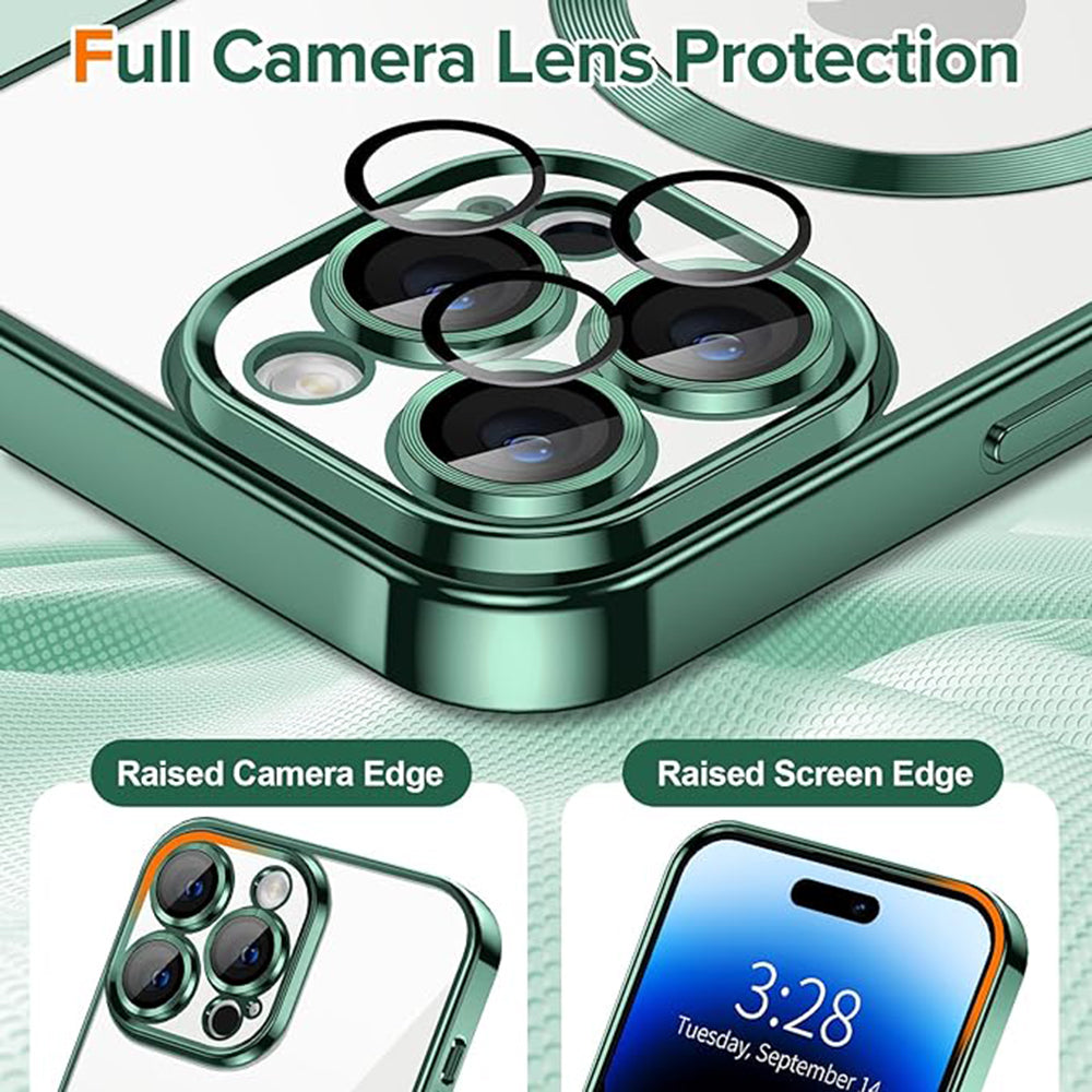Custodia MagSafe per Apple iPhone 14 Pro Max, Techsuit, Luxury Crystal, Verde Scuro