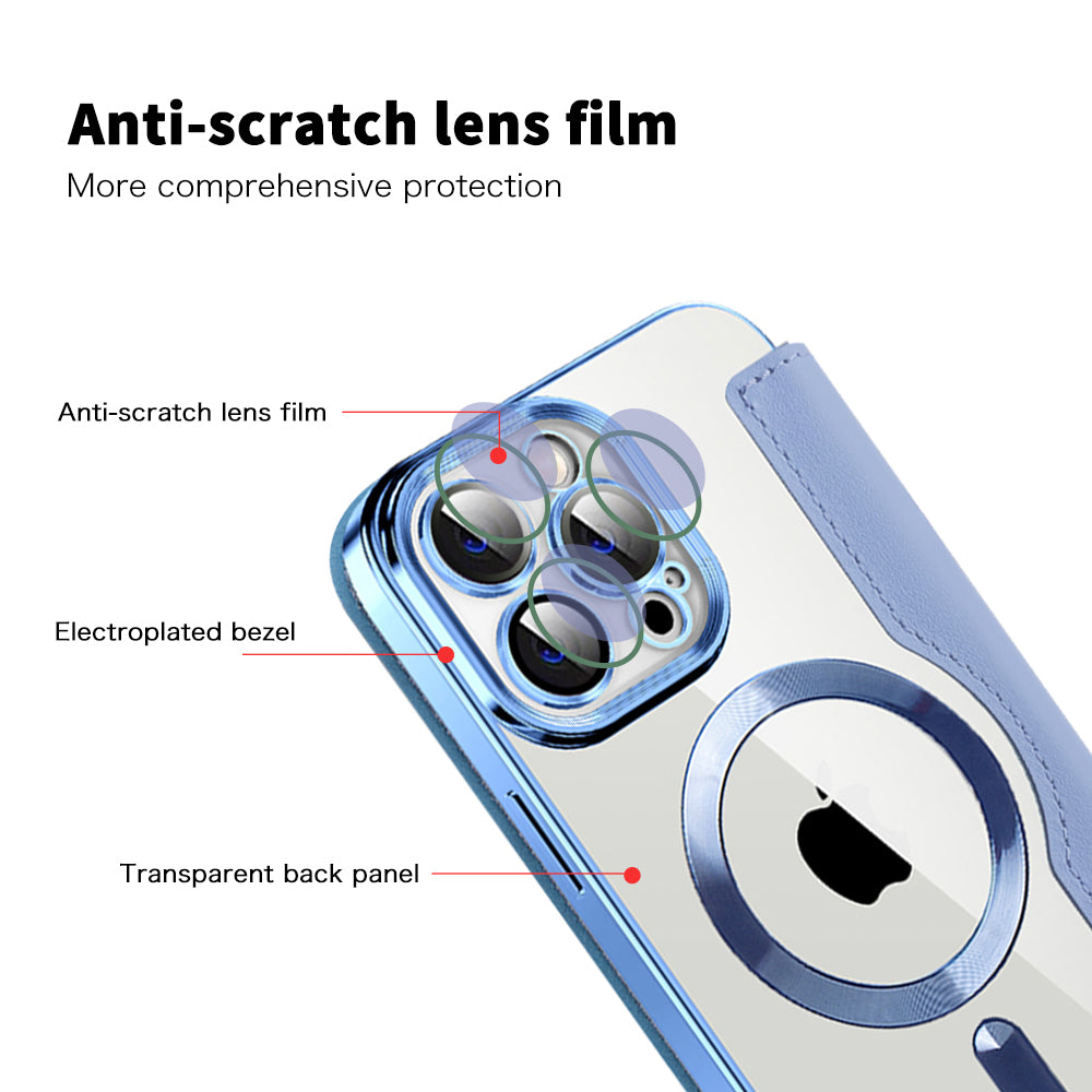 Custodia MagSafe per Apple iPhone 14 Pro Max, Techsuit, SmartMag Book, Blu