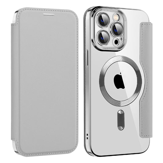 Custodia MagSafe per Apple iPhone 14 Pro Max, Techsuit, SmartMag Book, Grigio