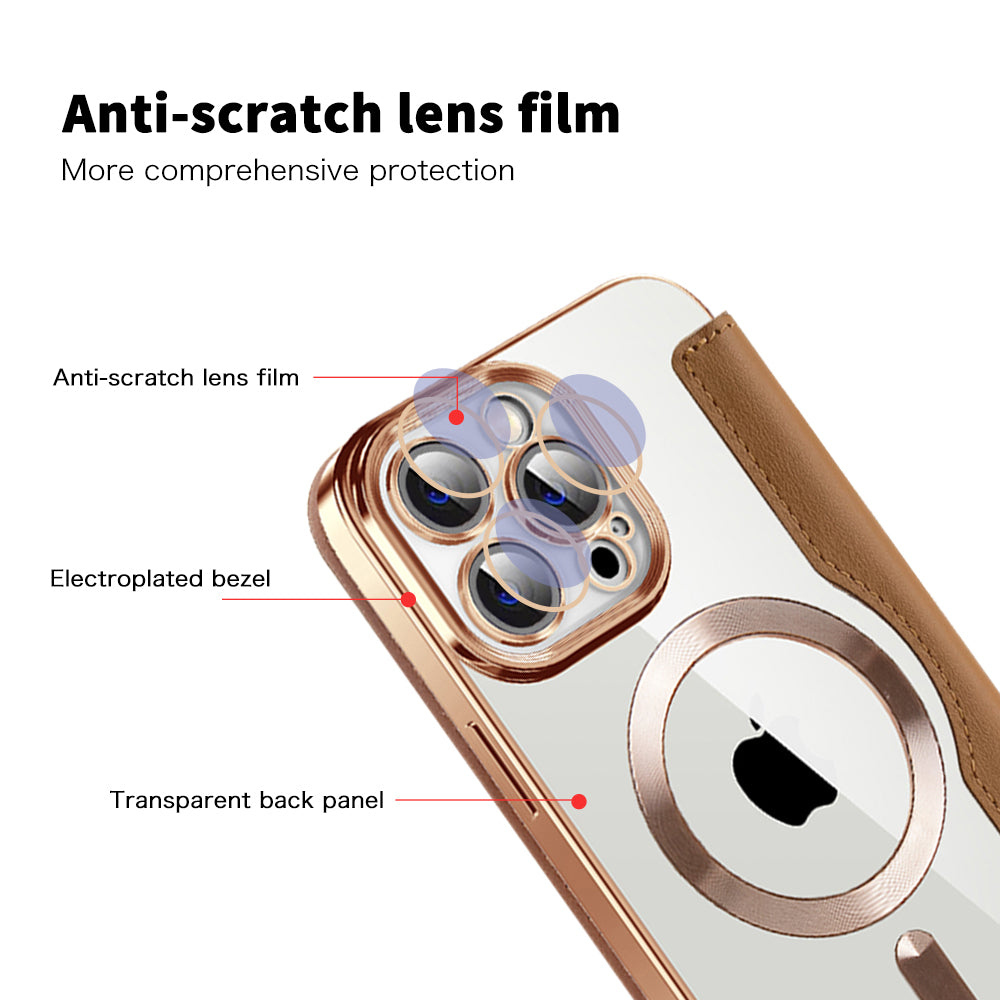 Custodia MagSafe per Apple iPhone 14 Pro Max, Techsuit, SmartMag Book, Marrone