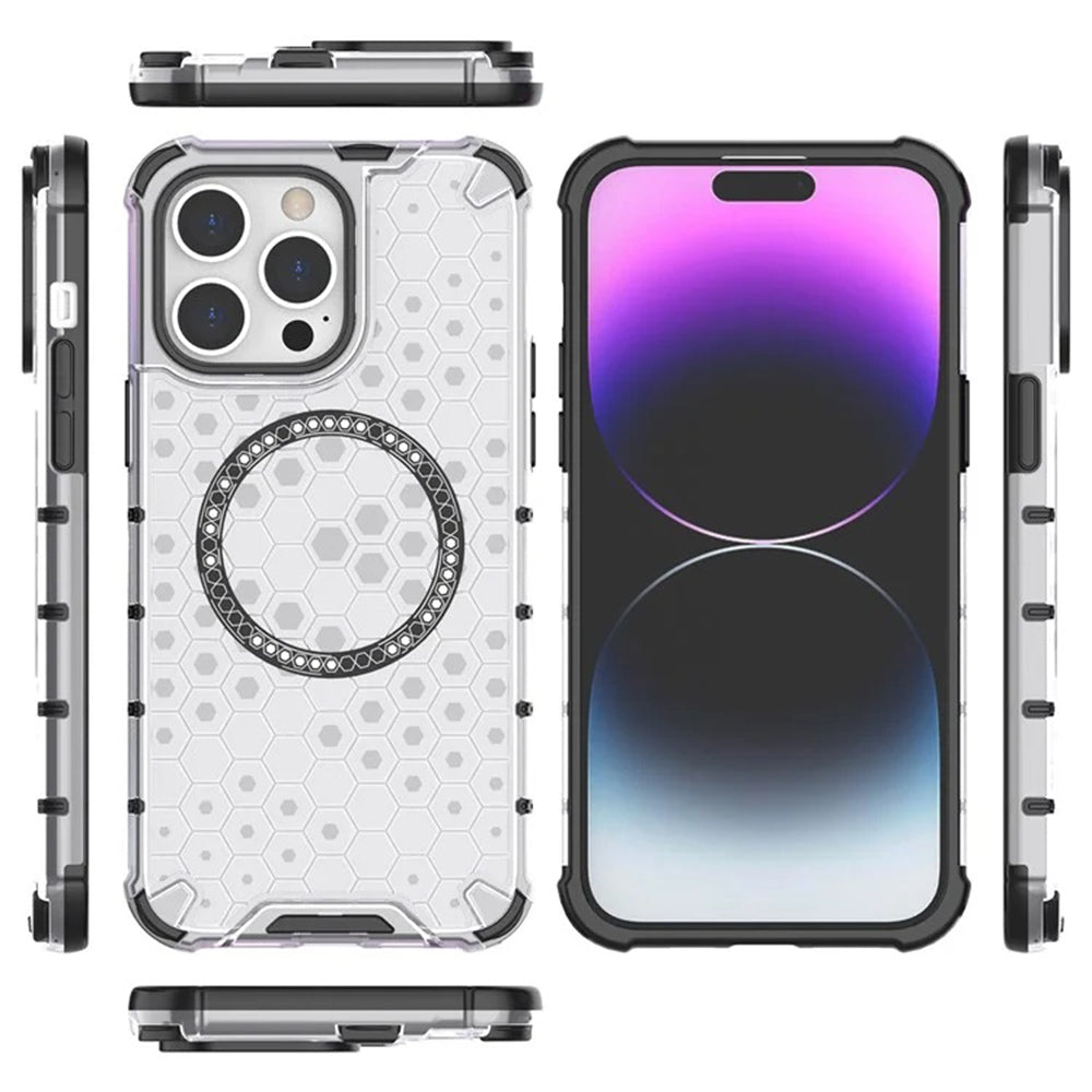 Custodia MagSafe per Apple iPhone 14 Pro, Techsuit, HoneyComb Shield, Nera