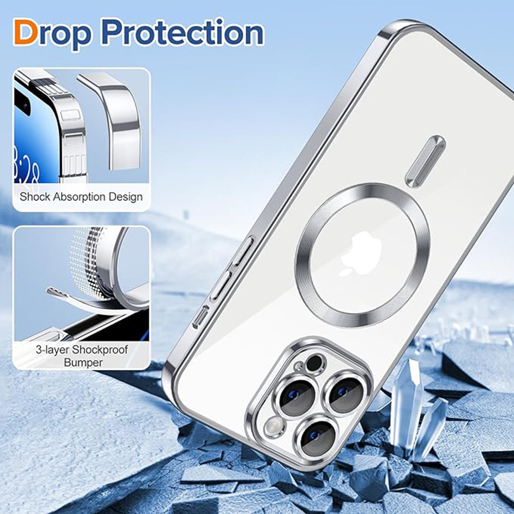 Custodia MagSafe per Apple iPhone 14 Pro, Techsuit, Luxury Crystal, Argento