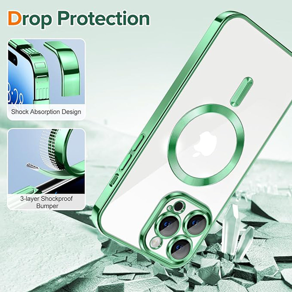 Custodia MagSafe per Apple iPhone 14 Pro, Techsuit, Luxury Crystal, Verde Chiaro
