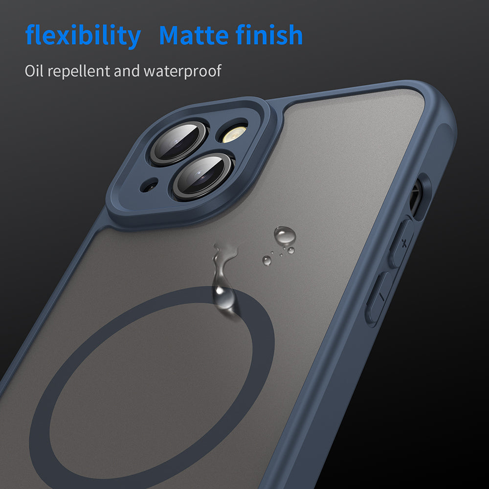 Custodia MagSafe per Apple iPhone 14, Techsuit, HaloFrost II, Blu Navy