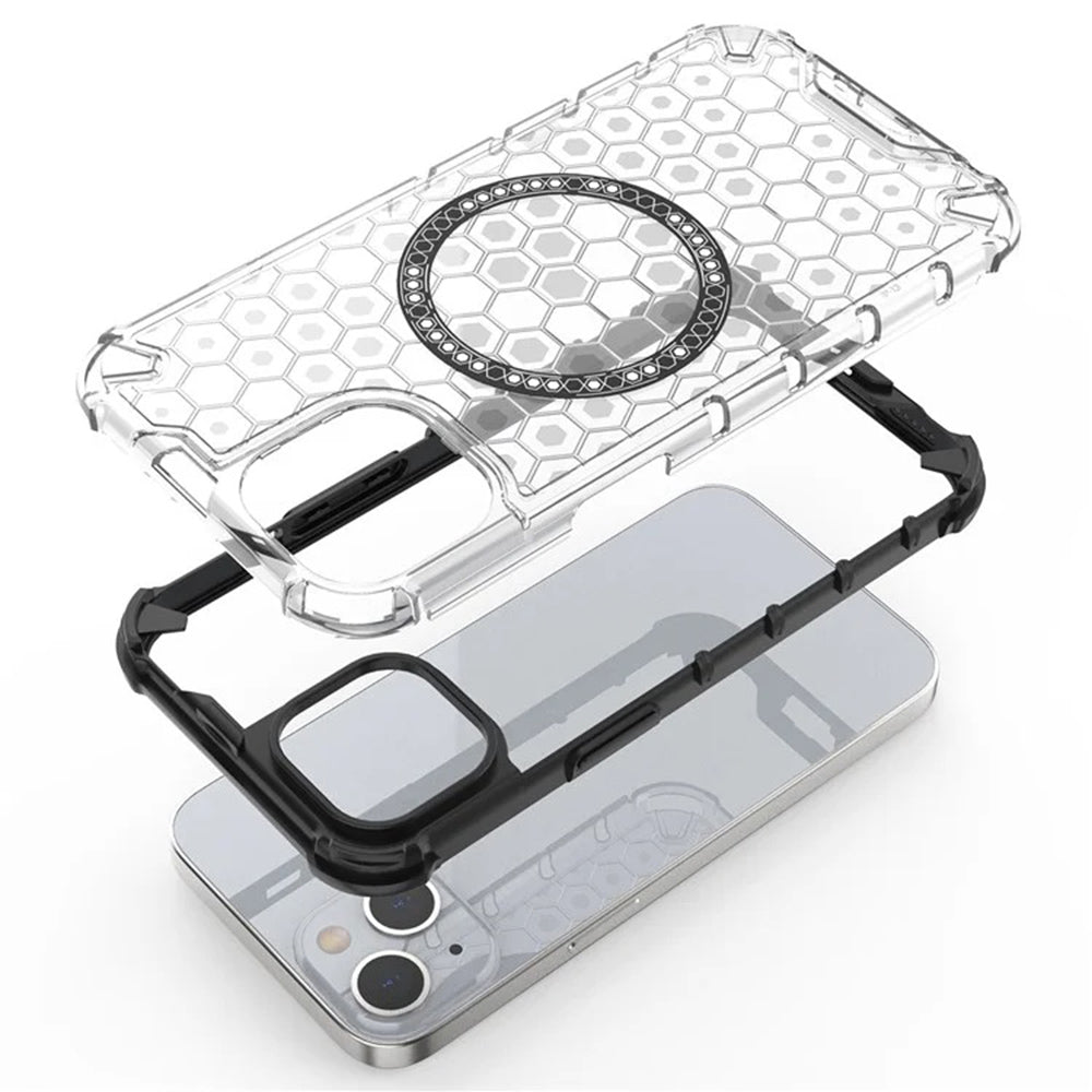 Custodia MagSafe per Apple iPhone 14, Techsuit, HoneyComb Shield, Nera