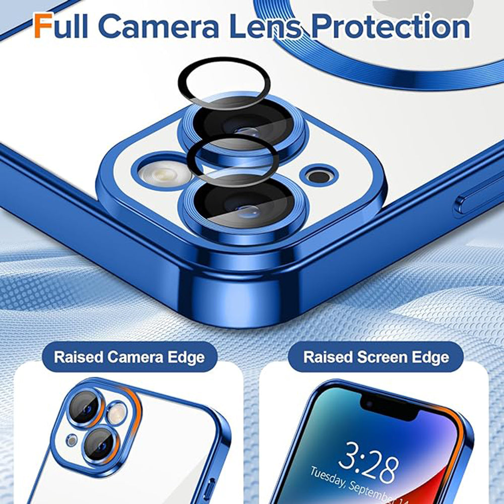 Custodia MagSafe per Apple iPhone 14, Techsuit, Luxury Crystal, Blu Scuro