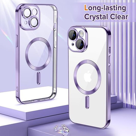 Custodia MagSafe per Apple iPhone 14, Techsuit, Luxury Crystal, Viola Chiaro