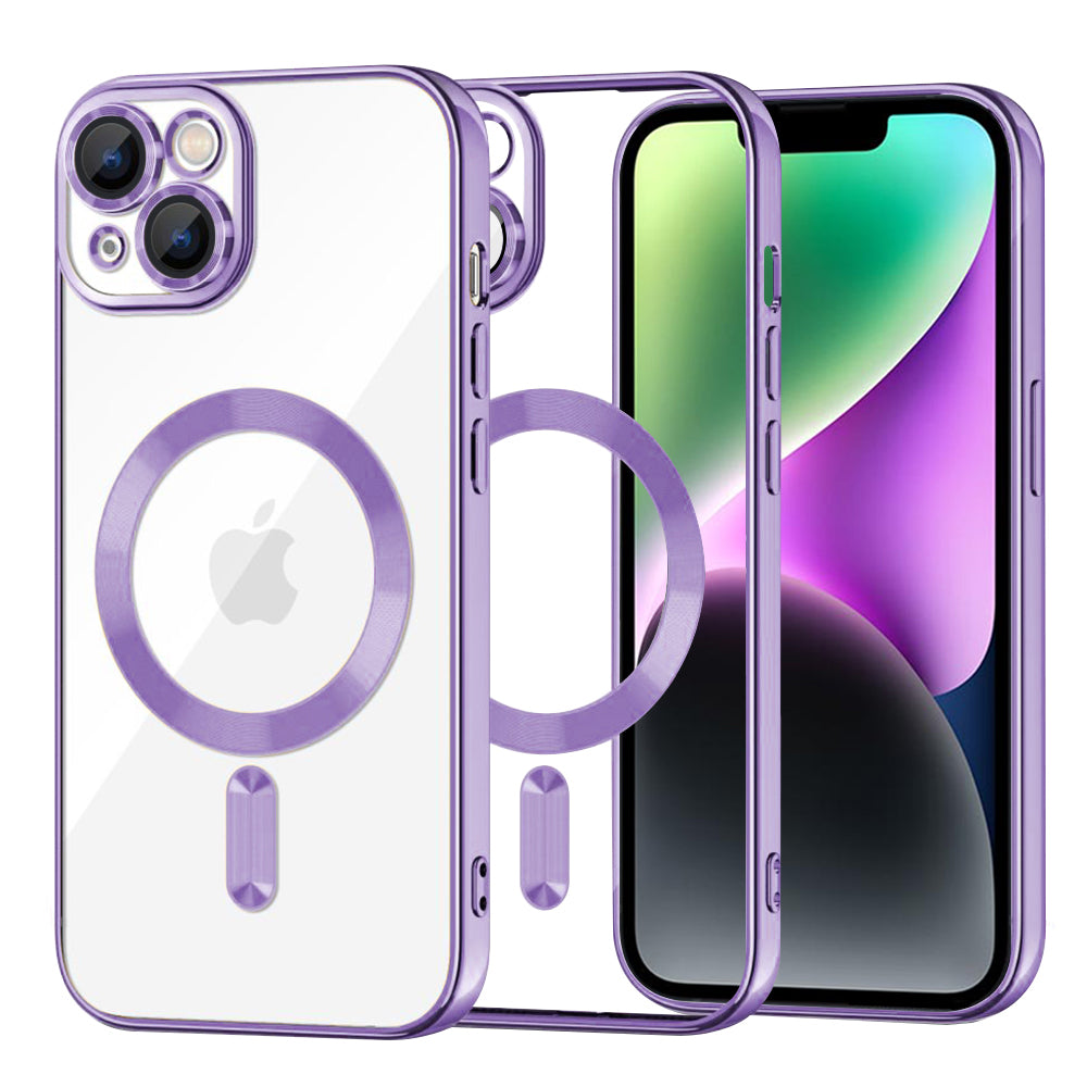 Custodia MagSafe per Apple iPhone 14, Techsuit, Luxury Crystal, Viola Chiaro