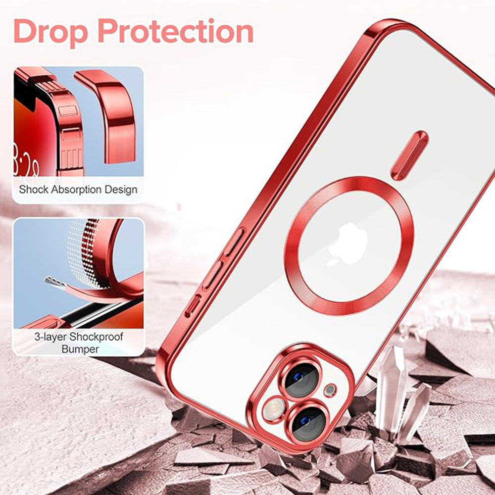 Custodia MagSafe per Apple iPhone 14, Techsuit, Luxury Crystal, Rossa