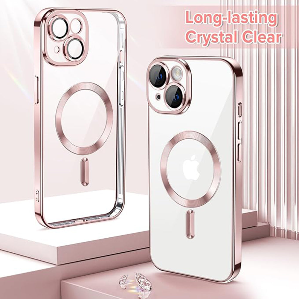 Custodia MagSafe per Apple iPhone 14, Techsuit, Luxury Crystal, Rosa