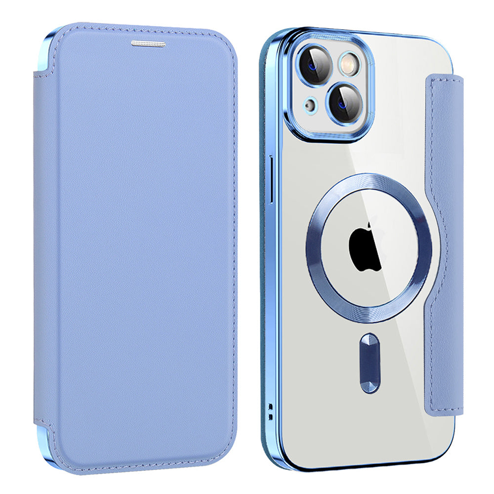 Custodia MagSafe per Apple iPhone 14, Techsuit, SmartMag Book, Blu