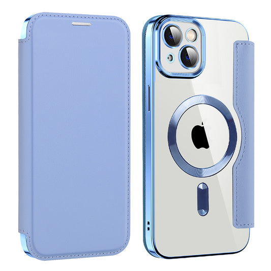 Custodia MagSafe per Apple iPhone 14, Techsuit, SmartMag Book, Blu