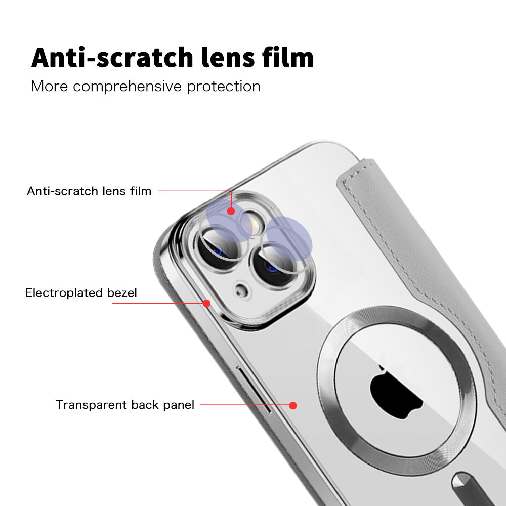 Custodia MagSafe per Apple iPhone 14, Techsuit, SmartMag Book, Grigio
