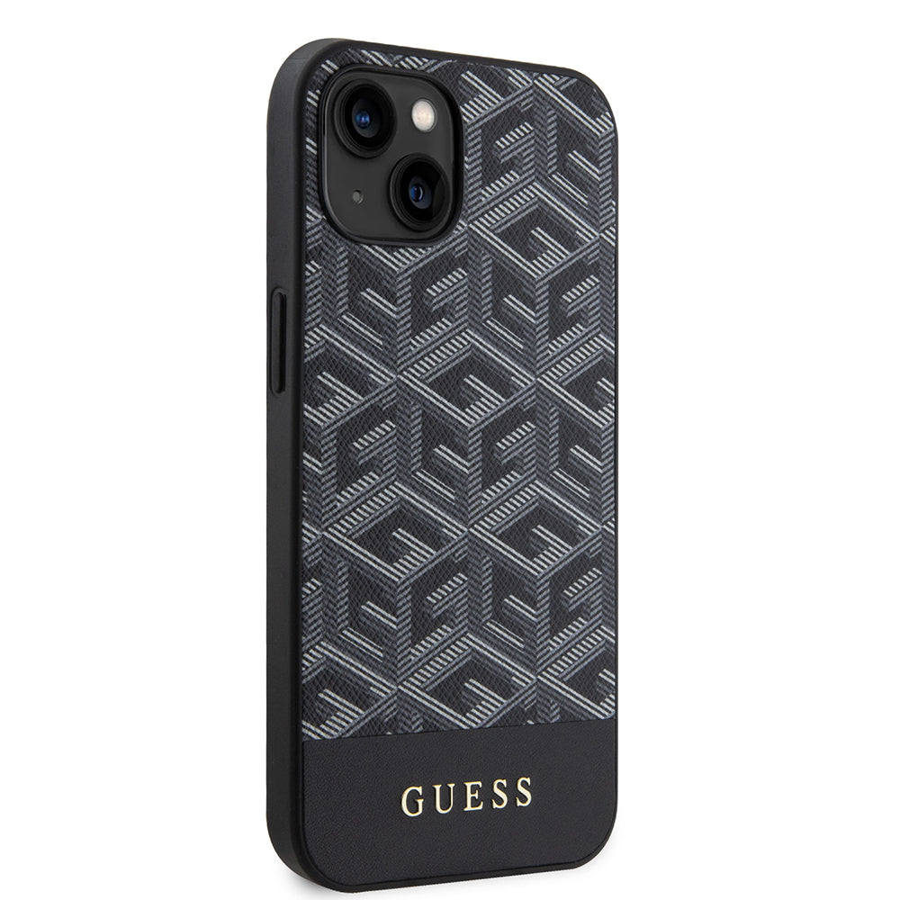 Custodia MagSafe per Apple iPhone 15, Guess, GCube Stripes, Nera