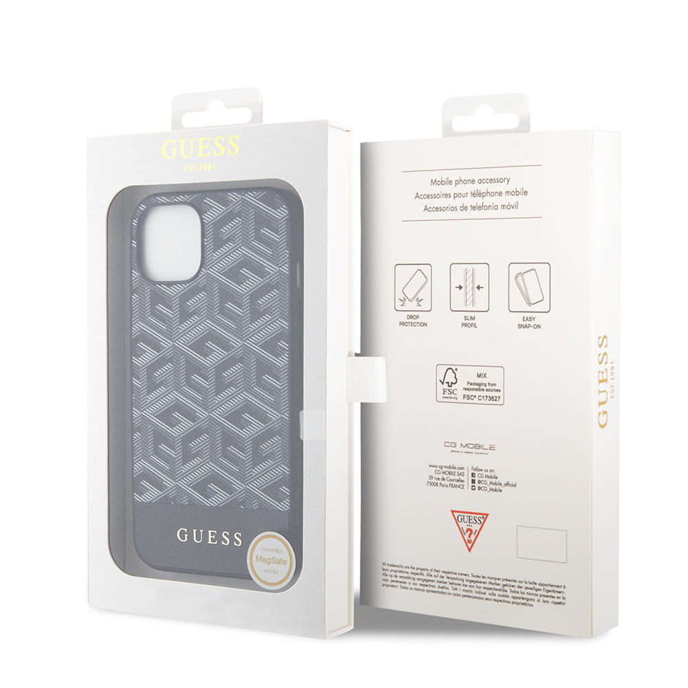 Custodia MagSafe per Apple iPhone 15, Guess, GCube Stripes, Nera
