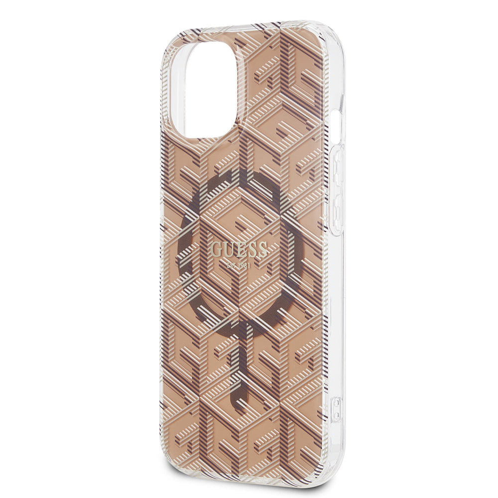 Custodia MagSafe per Apple iPhone 15, Guess, IML Gcube, Marrone