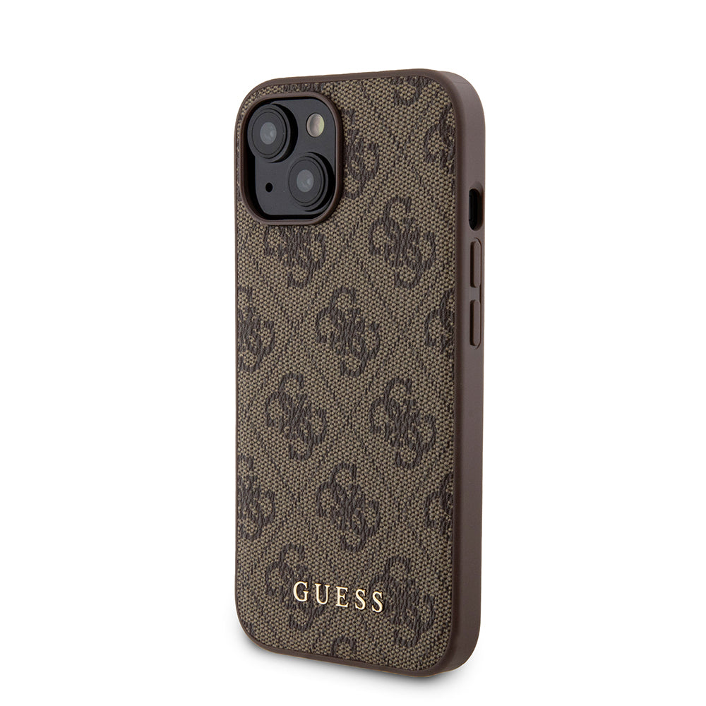 Custodia MagSafe per Apple iPhone 15, Guess, Powerbank 4G Metal Logo, Marrone