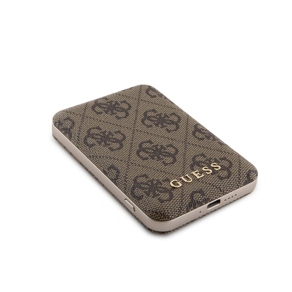 Custodia MagSafe per Apple iPhone 15, Guess, Powerbank 4G Metal Logo, Marrone