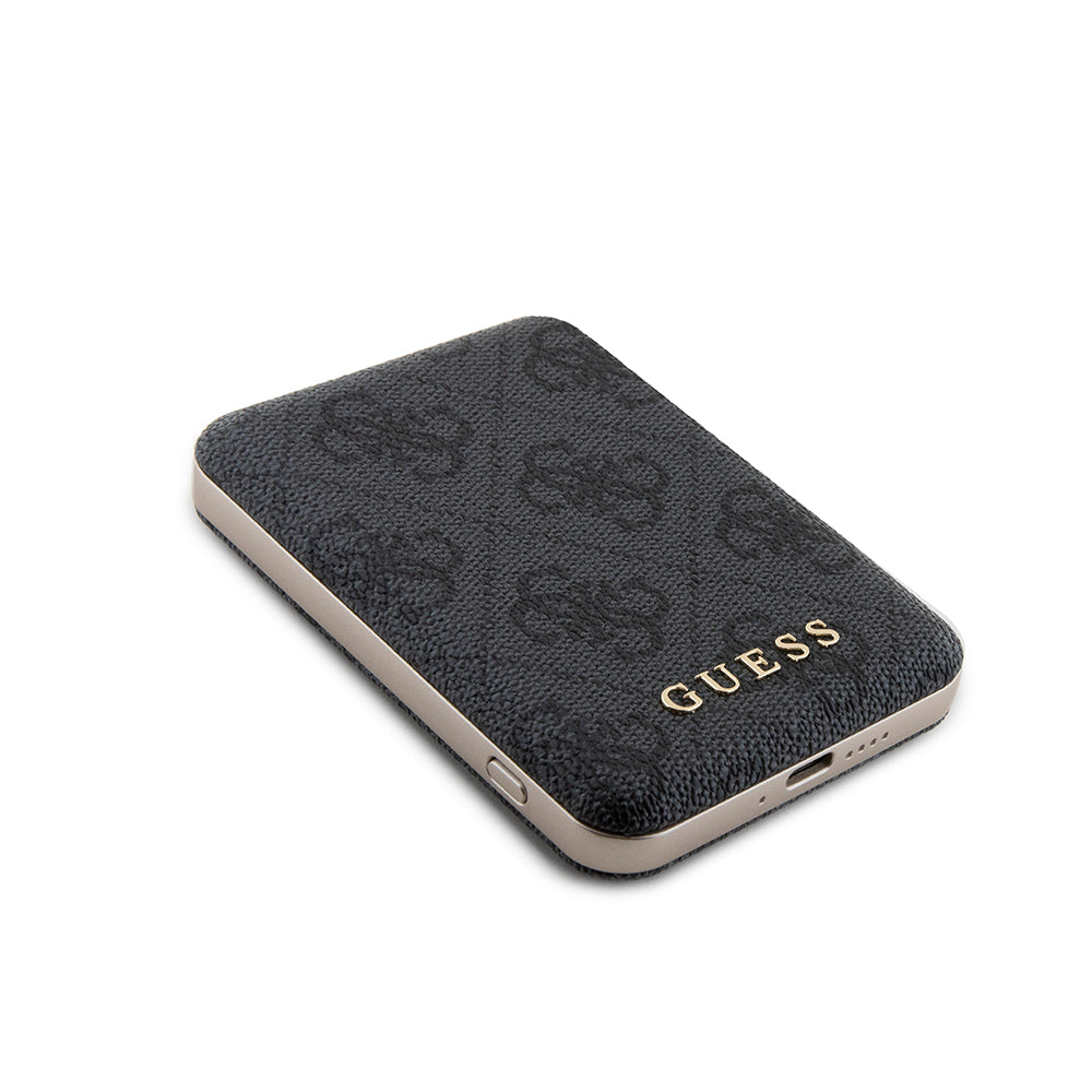Custodia MagSafe per Apple iPhone 15, Guess, Powerbank 4G Metal Logo, Nera