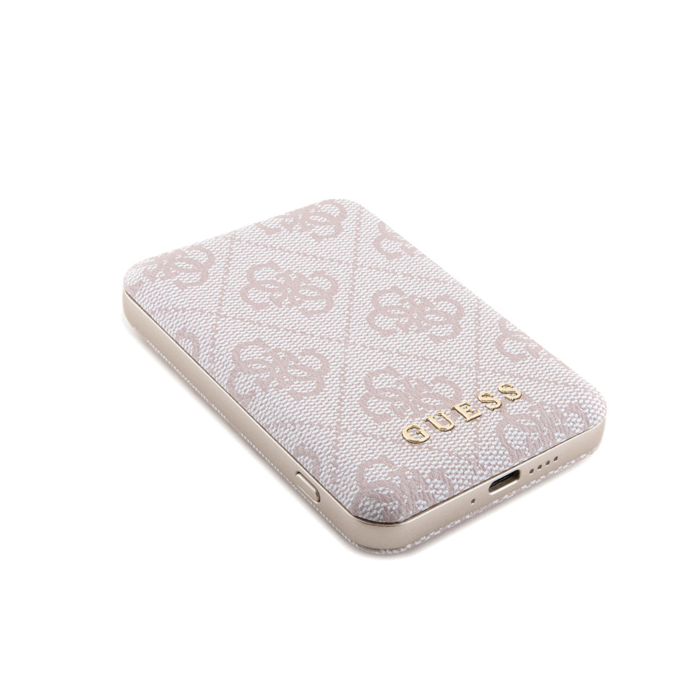 Custodia MagSafe per Apple iPhone 15, Guess, Powerbank 4G Metal Logo, Rosa