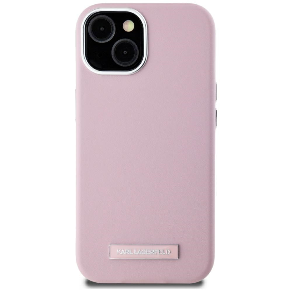 Custodia MagSafe per Apple iPhone 15, Karl Lagerfeld, FW Metal Plate, Rosa