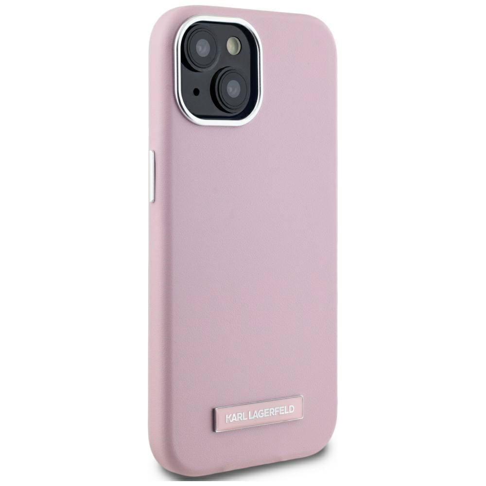 Custodia MagSafe per Apple iPhone 15, Karl Lagerfeld, FW Metal Plate, Rosa