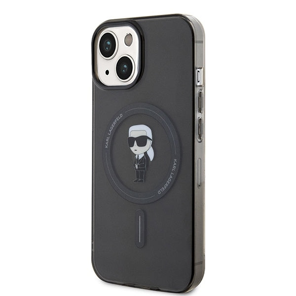 Custodia MagSafe per Apple iPhone 15, Karl Lagerfeld, IML Ikonik Karl, Nera