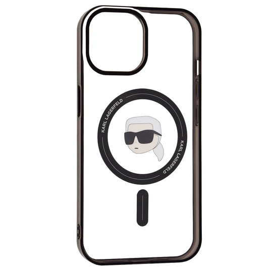 Custodia MagSafe per Apple iPhone 15, Karl Lagerfeld, IML Karl's Head, Trasparente