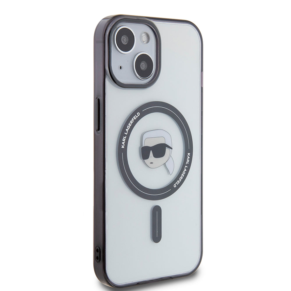 Custodia MagSafe per Apple iPhone 15, Karl Lagerfeld, IML Karl's Head, Trasparente