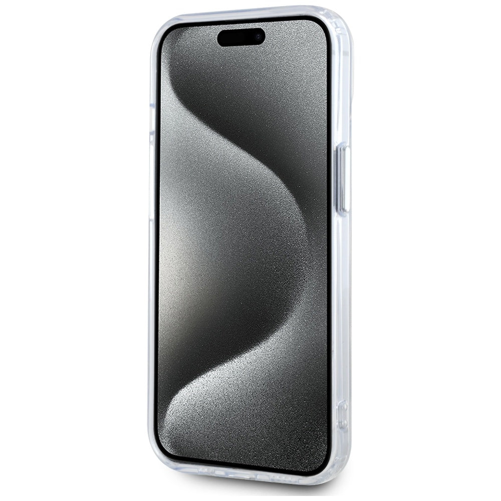 Custodia MagSafe per Apple iPhone 15, Karl Lagerfeld, IML Metal Karl's Head, Bianca
