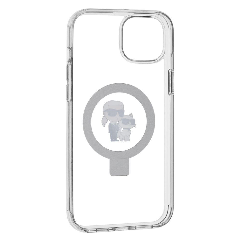 Custodia MagSafe per Apple iPhone 15 Plus, Karl Lagerfeld, Ringstand Karl and Choupette, Bianca