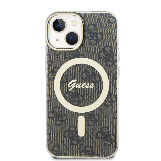 Custodia MagSafe per Apple iPhone 15 Plus, Guess, IML 4G, Marrone