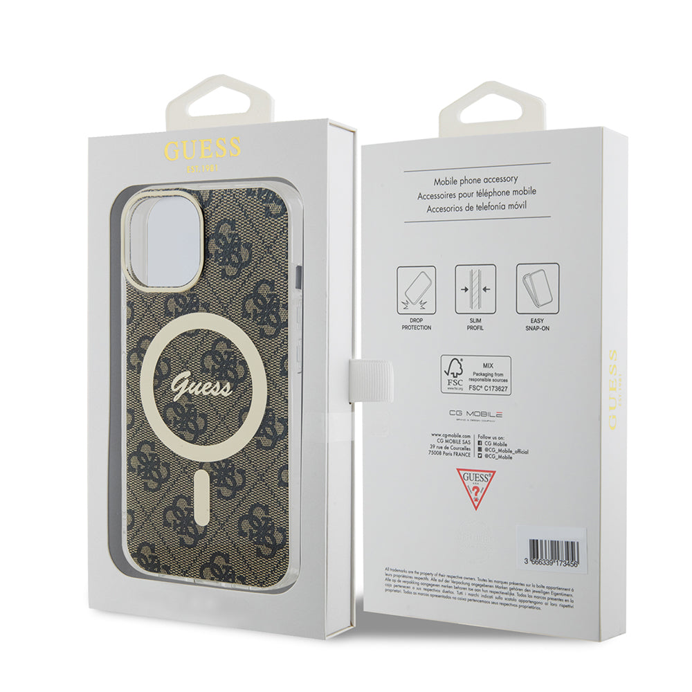 Custodia MagSafe per Apple iPhone 15 Plus, Guess, IML 4G, Marrone